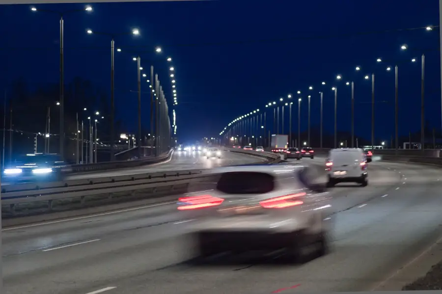 car traffic on the highway in the evening.